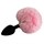 Черная анальная пробка размера S с нежно-розовым хвоcтиком зайки - фото 444293